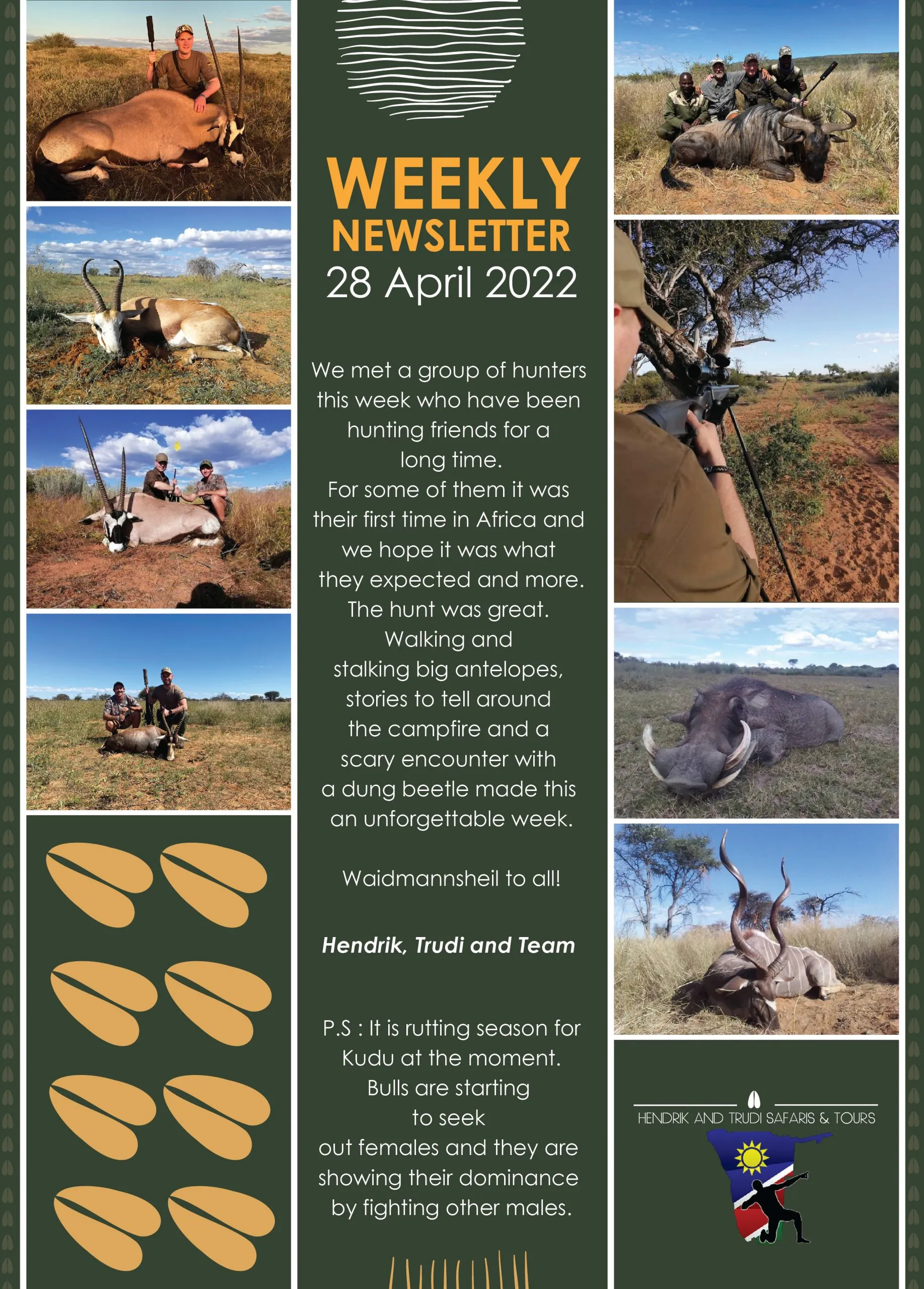 NEWS OF THE DAY 4-01 Hendrik and Trudi Safari's Newsletter