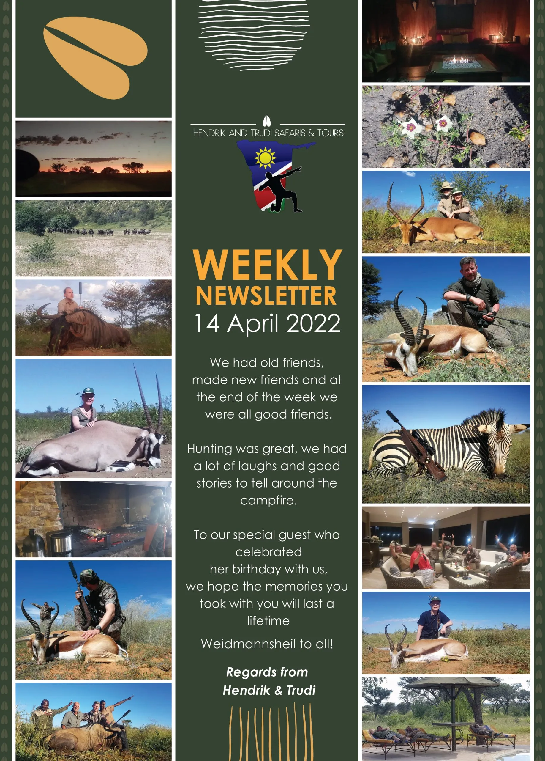 Weekly news 14 April Hendrik and Trudi Safaris Weekly Newsletter