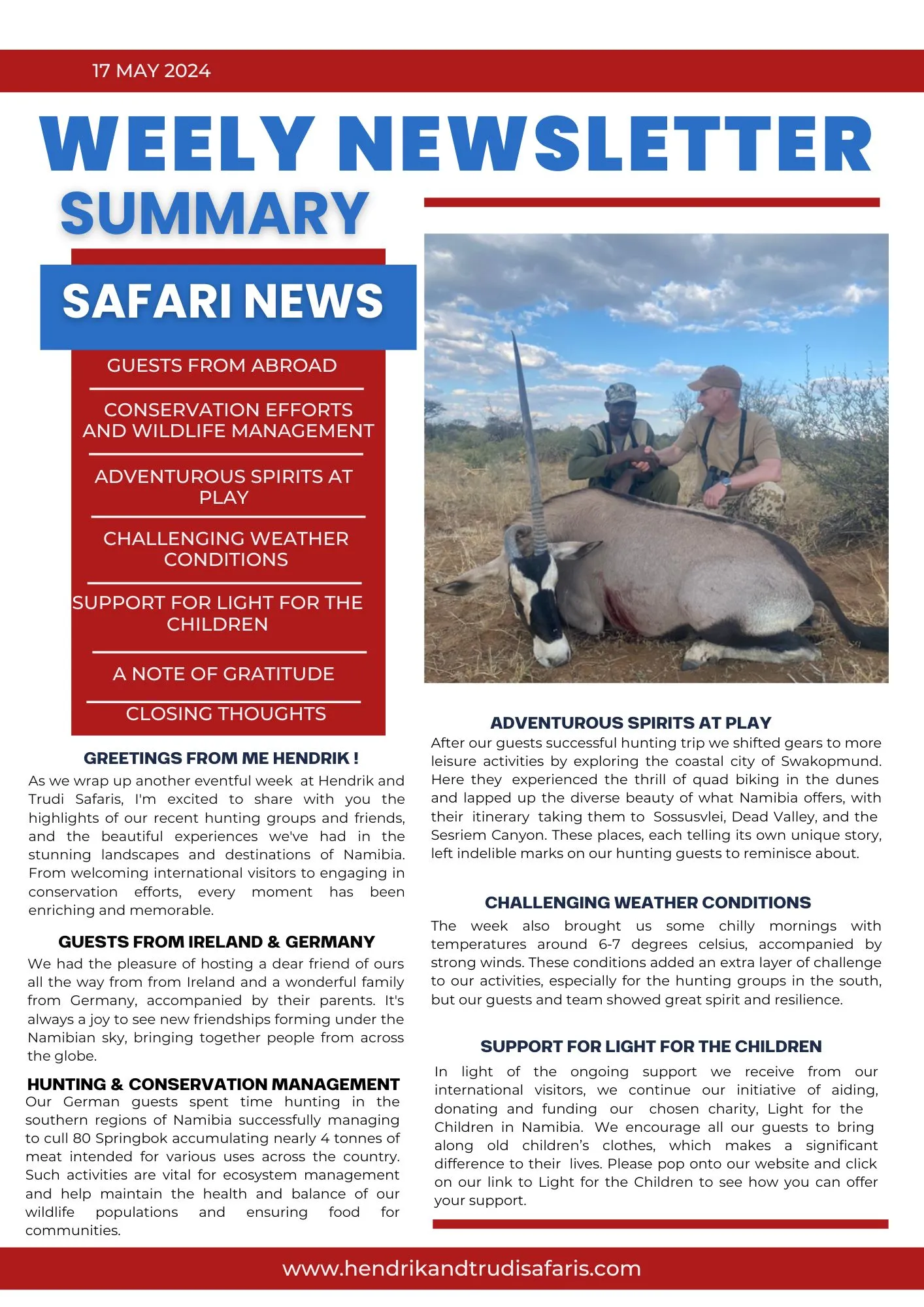 Weekly Newsletter 17 May Pg 1