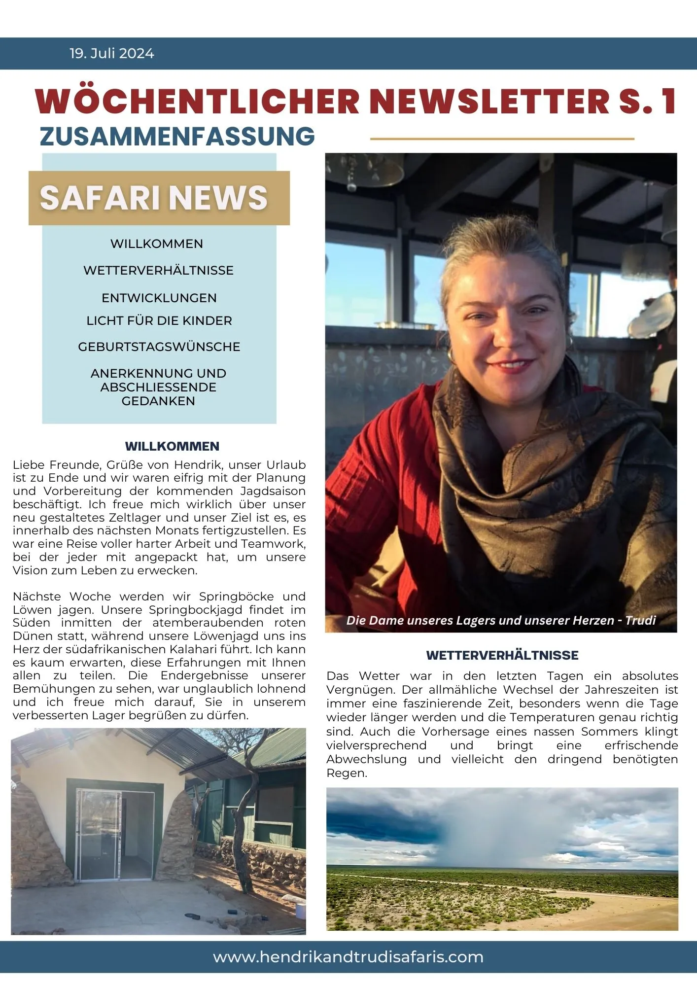 Newsletter 19 July pg 1 (German)