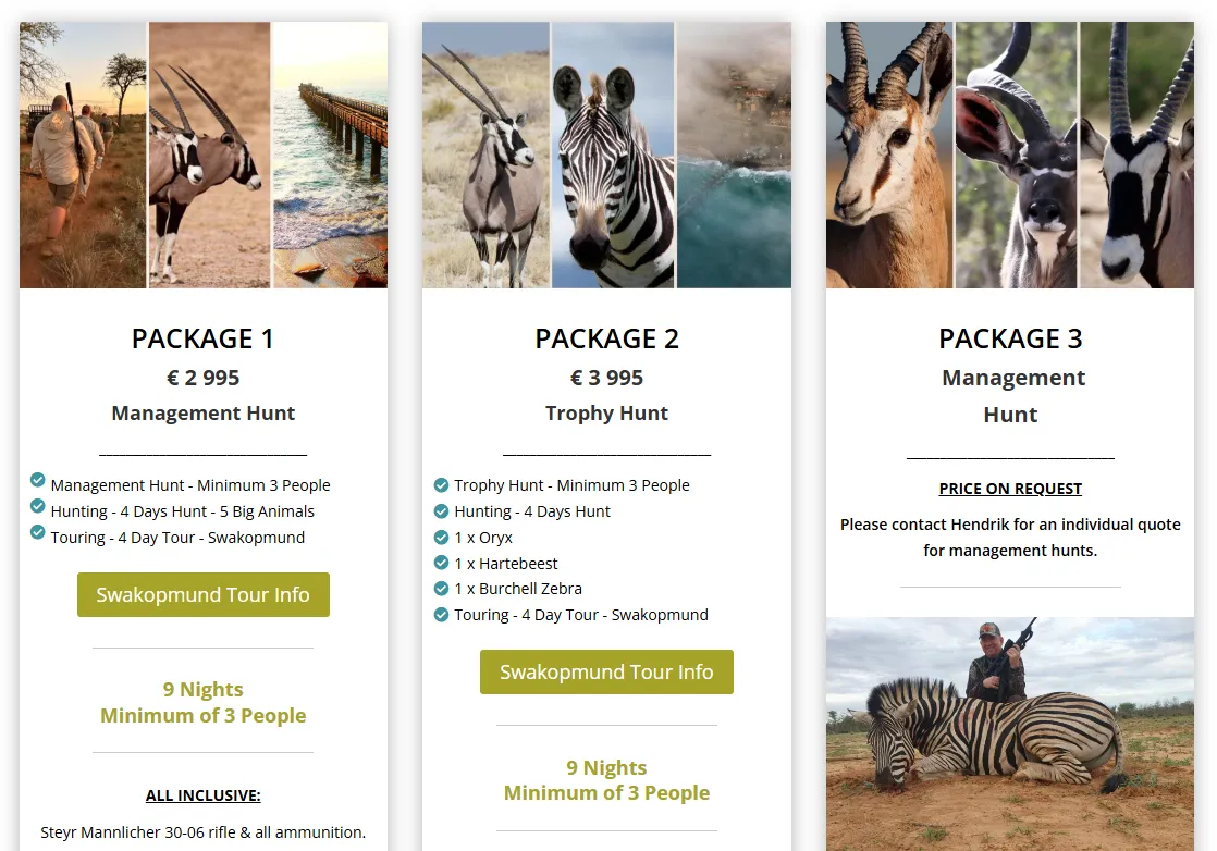 2026 Namibia Hunting Packages